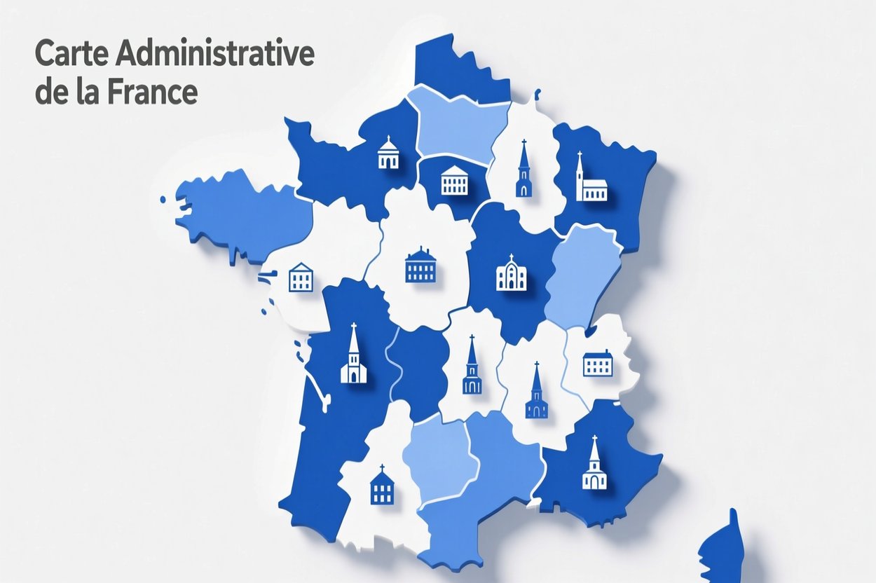 Carte de France stylisée en départements